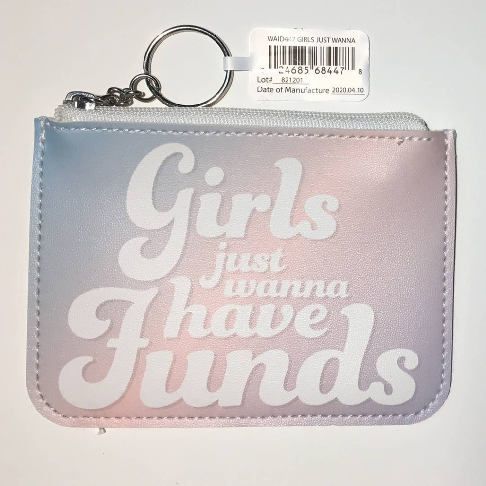 NWT Girls Just Want to Have Funds Wallet Coin Purse Key Chain